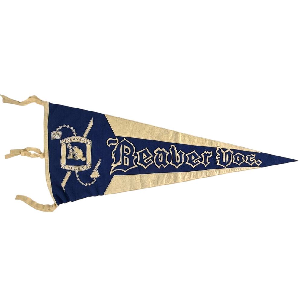 Vintage 1953 Beaver Vocational High School 34" Pennant Flag‎ County PA BC-CTC